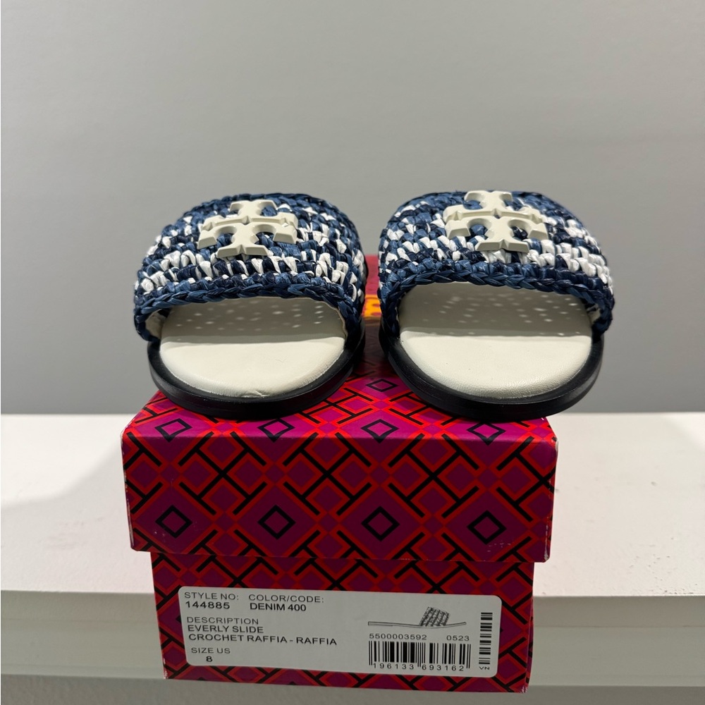 Tory Burch Everly Woven Slide Sandals – Size 8 – NEW With Box - Picture 3 of 5